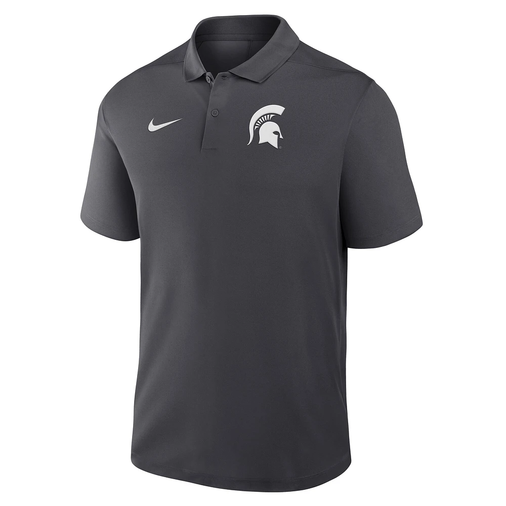 Polo Nike Anthracite Michigan State Spartans Primetime Victory Primary Logo Performance pour homme