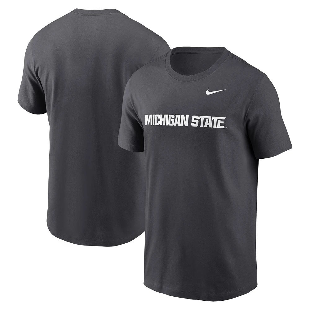 Men's Nike Anthracite Michigan State Spartans Primetime Wordmark T-Shirt