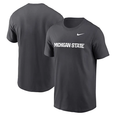 T-shirt Nike pour homme, anthracite, Michigan State Spartans Primetime Wordmark