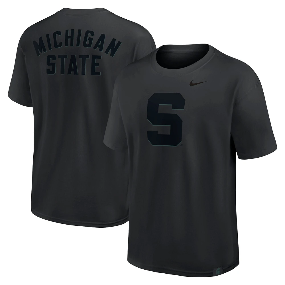 T-shirt Nike Michigan State Spartans 2-Hit Statement Max90 pour homme, noir