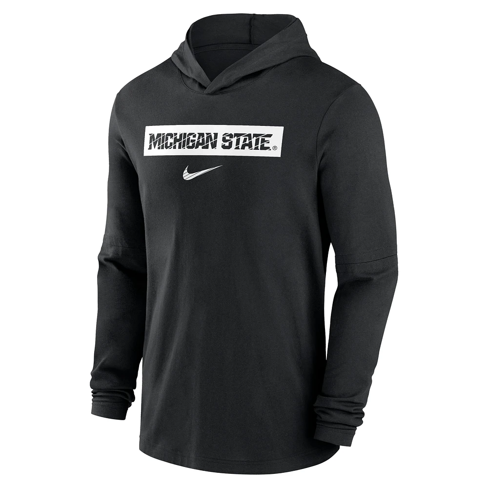 Men's Nike Michigan State Spartans 2024 Sideline Hoodie Performance Long Sleeve T-Shirt