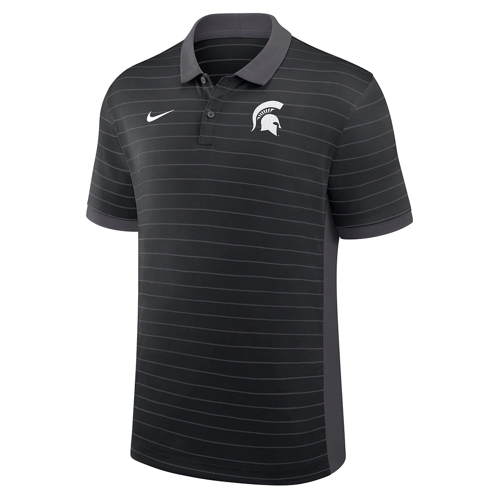 Men's Nike Black Michigan State Spartans 2025 Early Season Coaches Sideline Victory Stripe Performance Polo