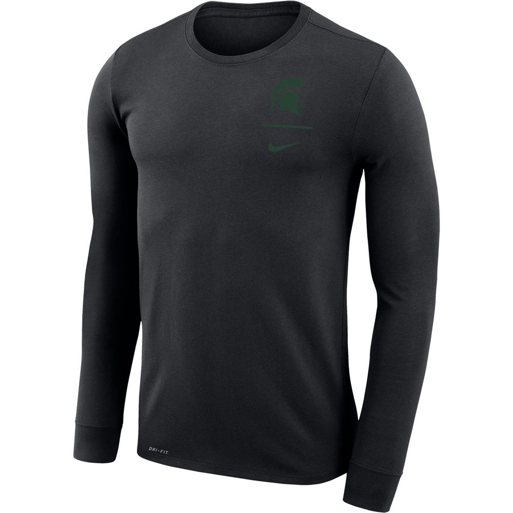 Men's Nike Black Michigan State Spartans Logo Stack Legend Performance Long Sleeve T-Shirt