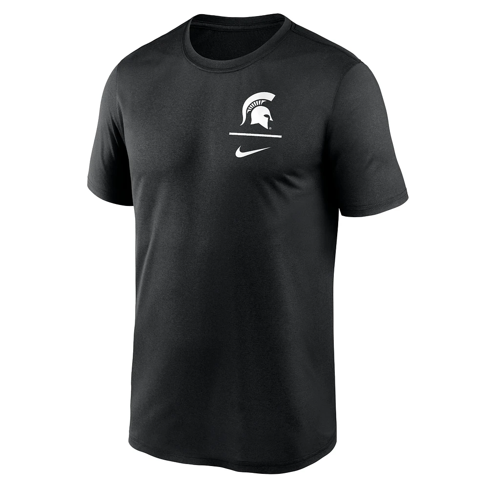 T-shirt Nike Michigan State Spartans noir avec logo principal Legend Performance pour homme