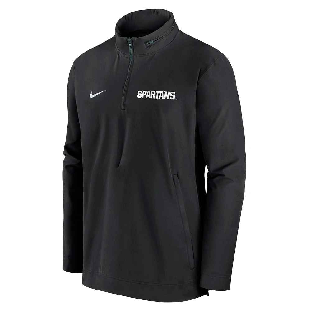 Veste Nike noire à fermeture éclair quart de tour pour entraîneurs Michigan State Spartans homme