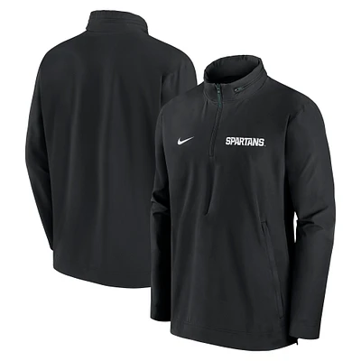 Veste Nike noire à fermeture éclair quart de tour pour entraîneurs Michigan State Spartans homme