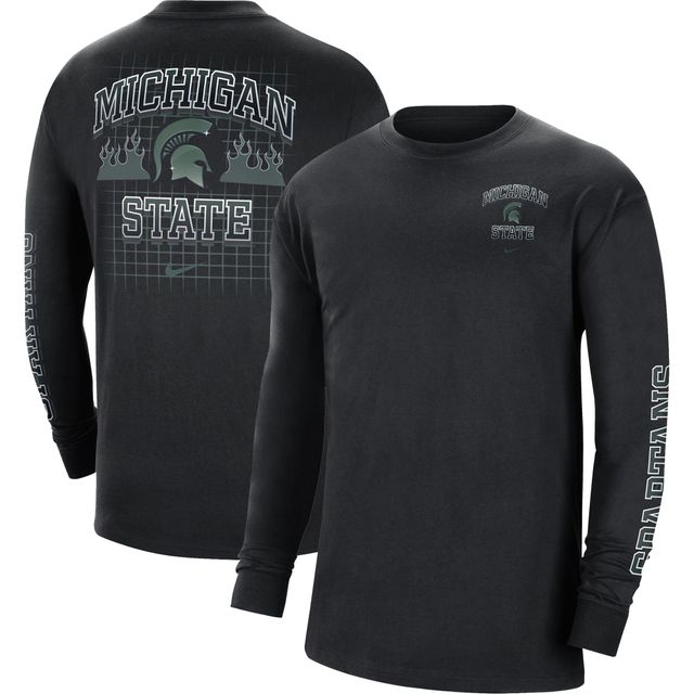 T-shirt à manches longues Nike Michigan State Spartans Tour Max 90 pour homme, noir