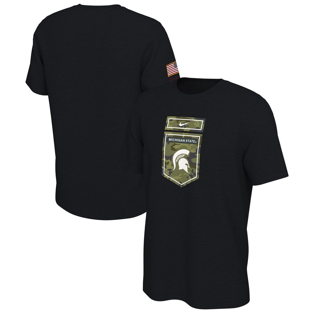 Men's Nike Black Michigan State Spartans Veterans Camo T-Shirt