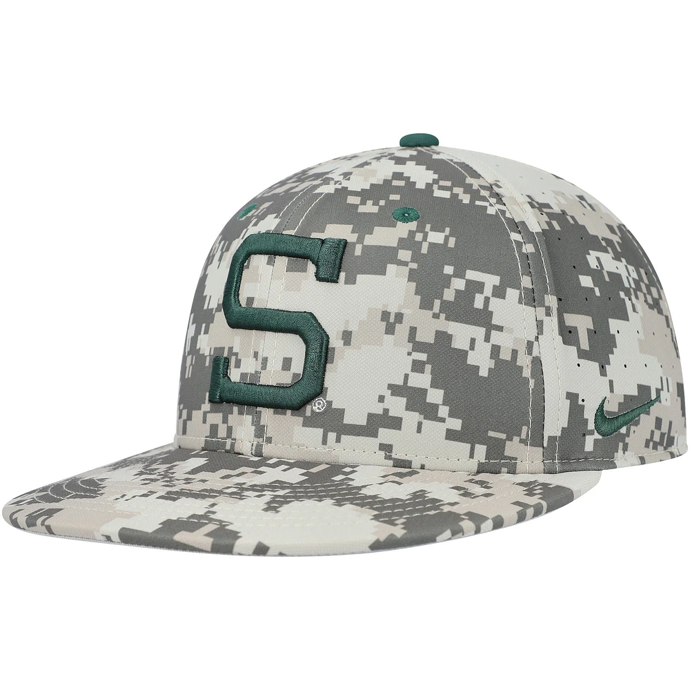 Men's Nike Camo Michigan State Spartans Aero True Baseball Performance Fitted Hat