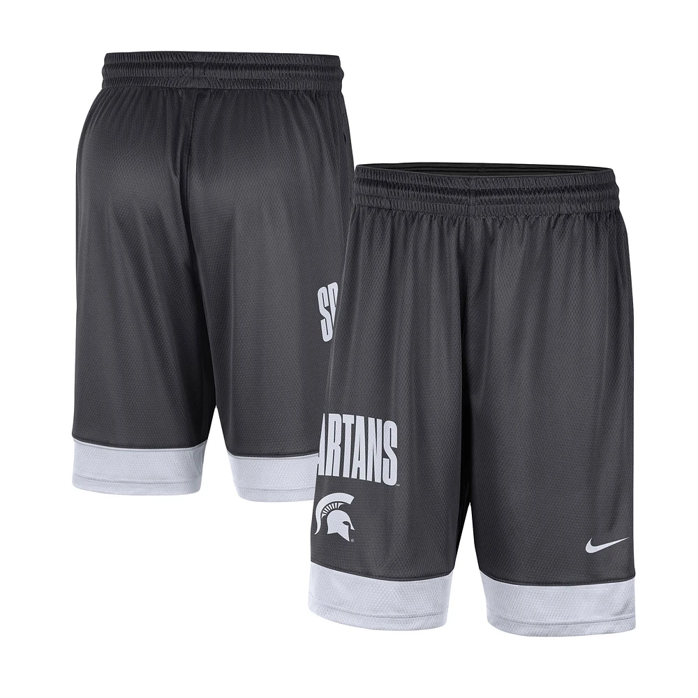 Short Fast Break pour Homme Michigan State Spartans Nike Charbon de bois/Blanc