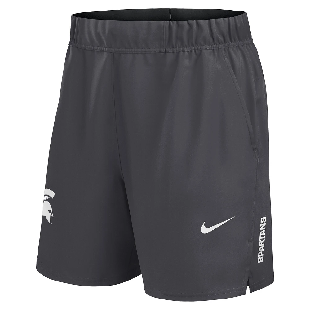 Short Nike Primetime Woven Victory Performance pour homme, couleur anthracite, des Spartans de l'État du Michigan