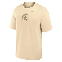 Men's Nike Cream Michigan State Spartans Primary Statement Two-Hit Performance T-Shirt