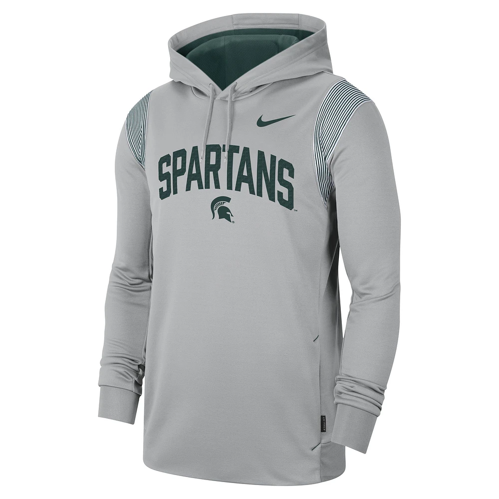 Sweat à capuche Nike Michigan State Spartans 2022 Game Day Sideline Performance pour homme, gris