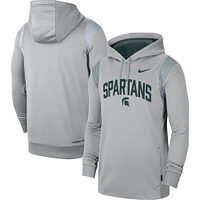 Men's Nike Gray Michigan State Spartans 2022 Game Day Sideline Performance Pullover Hoodie