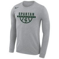 Men's Nike Gray Michigan State Spartans Basketball Drop Legend Long Sleeve Performance T-Shirt