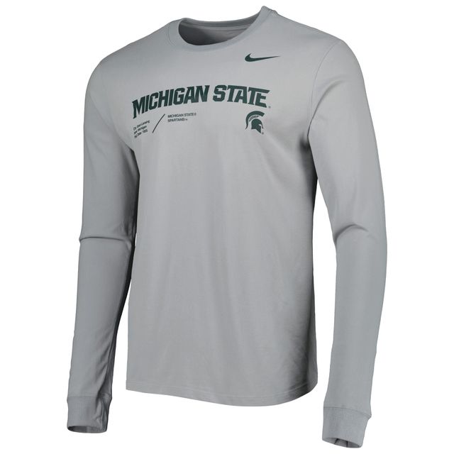 T-shirt à manches longues Nike Michigan State Spartans Team Practice Performance pour homme