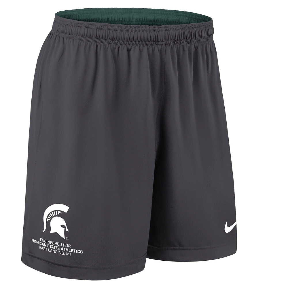Short de performance réversible Nike Michigan State Spartans 2025 pour homme, vert/anthracite