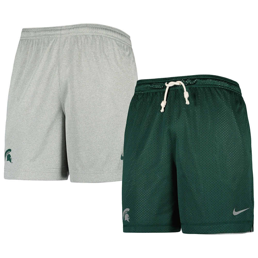 Short Performance réversible Michigan State Spartans Nike pour homme vert/gris