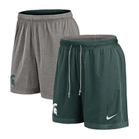 Short réversible Nike vert/gris chiné pour homme des Spartans de l'État du Michigan