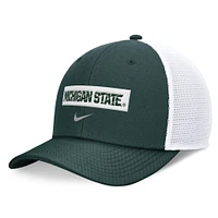 Casquette ajustable Nike verte/blanche Michigan State Spartans 2024 Sideline Trucker pour homme