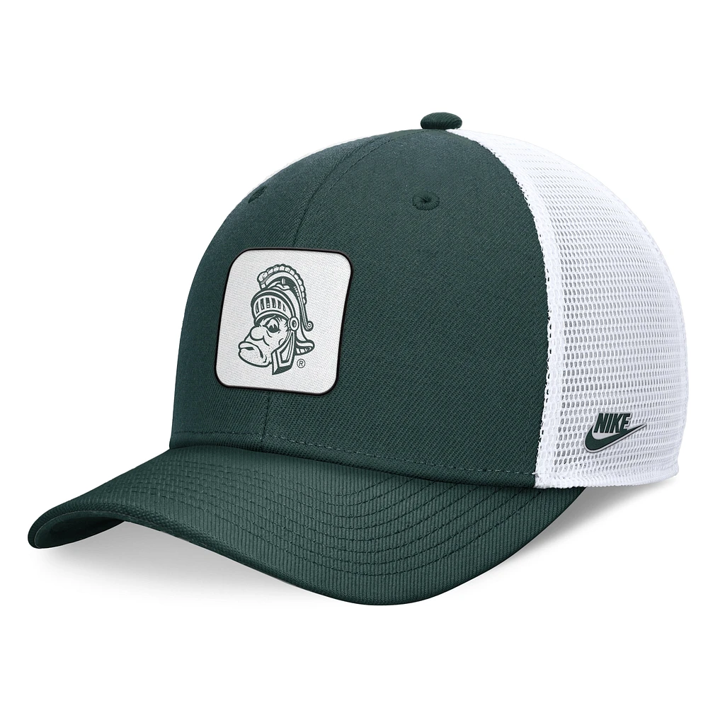 Casquette réglable de camionneur mascotte Nike State Spartans Legacy Rise vert/blanc pour homme