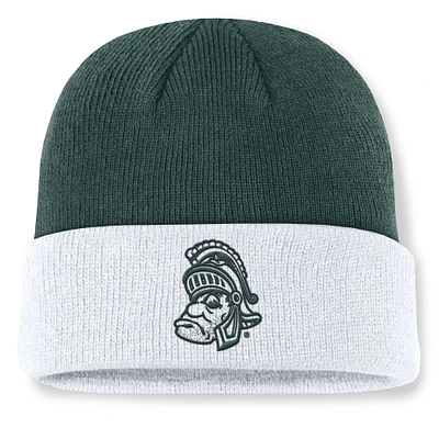 Bonnet tricoté à revers vert/blanc Michigan State Spartans Legacy Terra pour homme de Nike