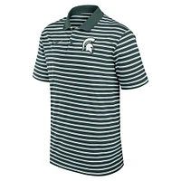 Men's Nike Green/White Michigan State Spartans Primetime Victory Striped Performance Polo