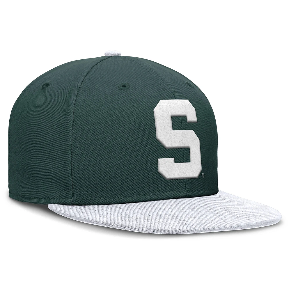 Men's Nike Green/White Michigan State Spartans Two-Tone Primetime Performance Fitted Hat