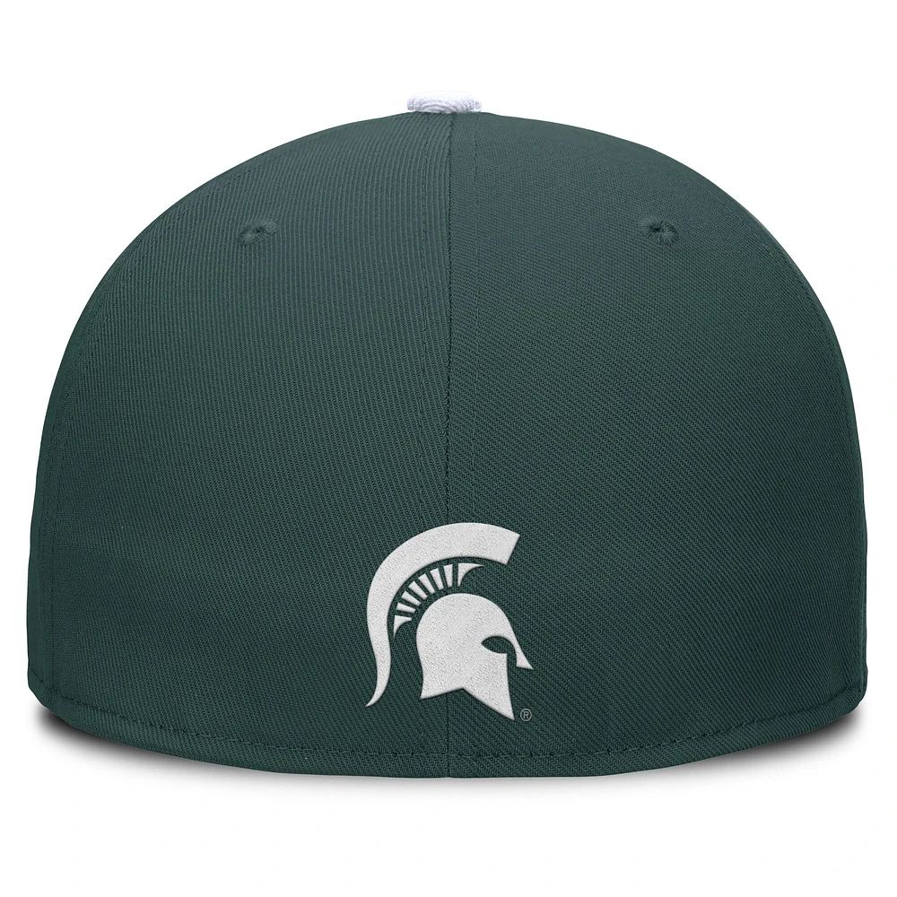 Men's Nike Green/White Michigan State Spartans Two-Tone Primetime Performance Fitted Hat