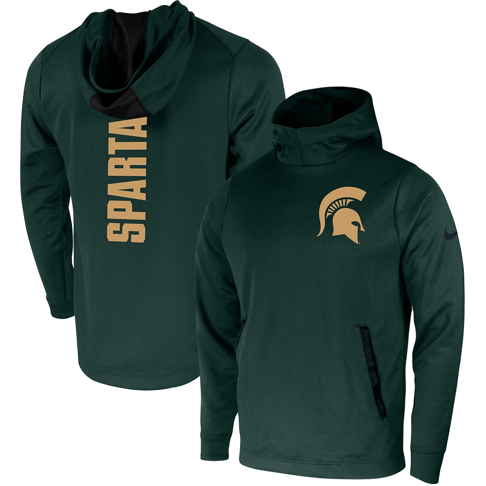 Men's Nike Green Michigan State Spartans 2-Hit Performance Pullover Hoodie