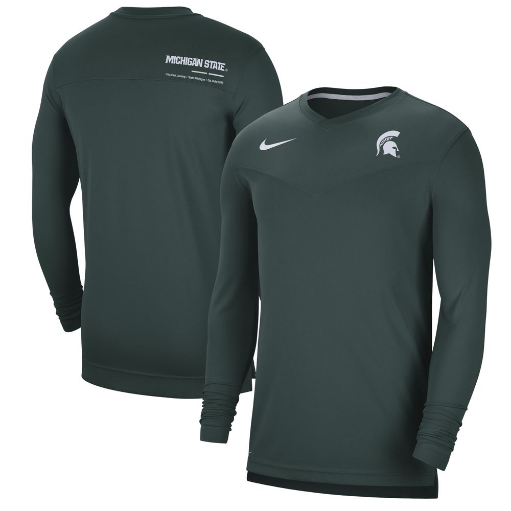 Men's Nike Green Michigan State Spartans 2022 Coach Performance Long Sleeve V-Neck T-Shirt