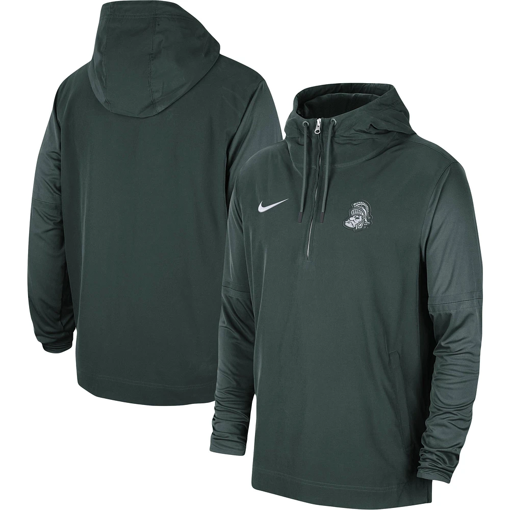 Veste à capuche et fermeture éclair quart de touche Nike Michigan State Spartans 2023 Sideline Player pour homme, vert