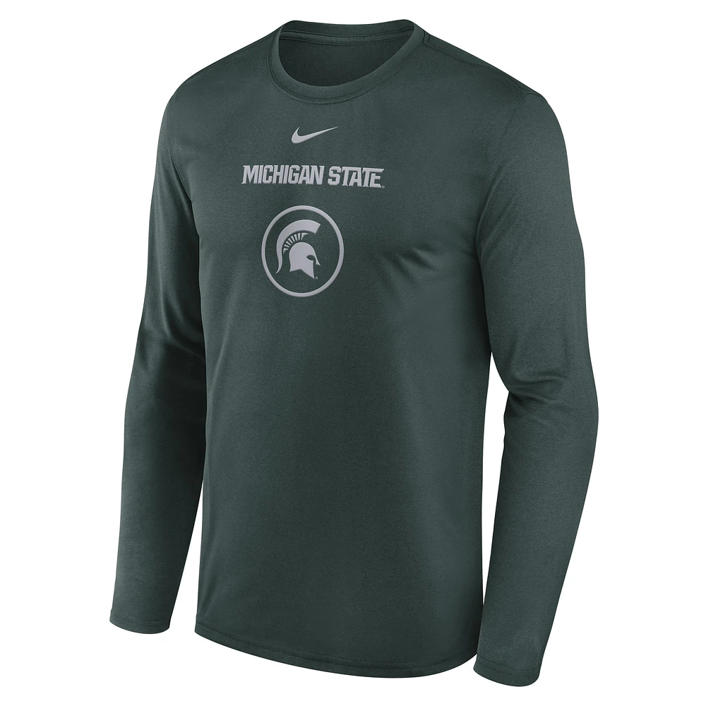 Men's Nike Green Michigan State Spartans 2024 On-Court Basketball Practice Legend Performance Long Sleeve T-Shirt