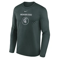 T-shirt à manches longues Nike Michigan State Spartans 2024 On-Court Basketball Practice Legend Performance pour homme