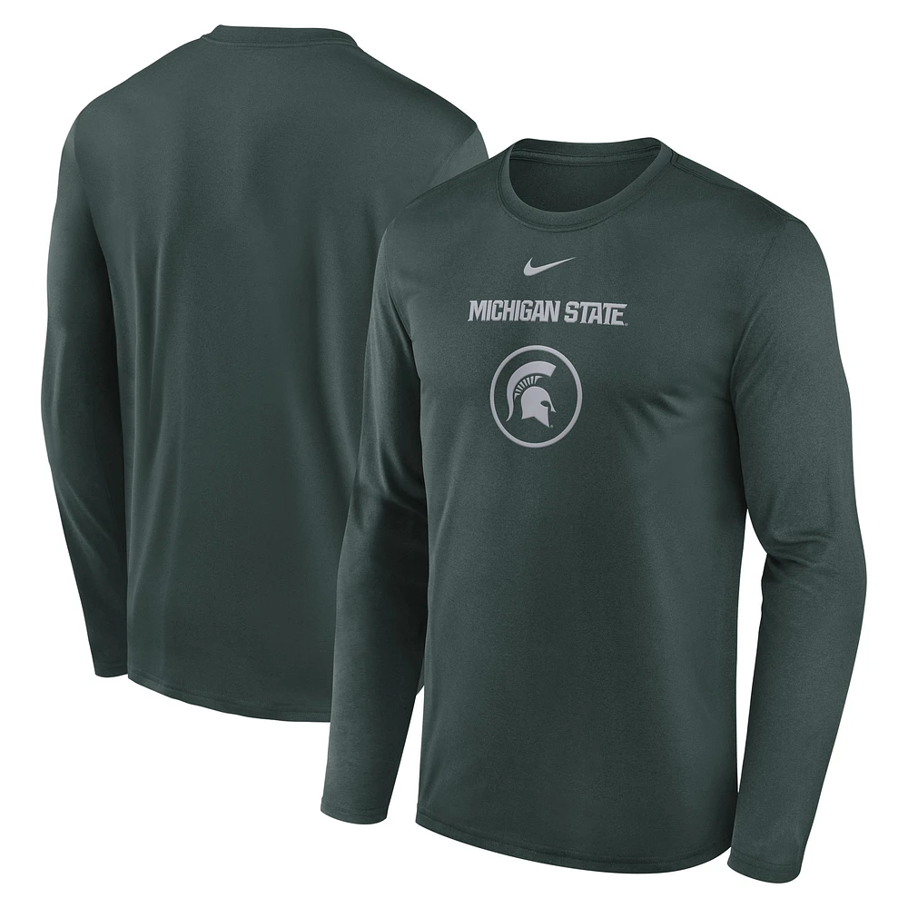 T-shirt à manches longues Nike Michigan State Spartans 2024 On-Court Basketball Practice Legend Performance pour homme