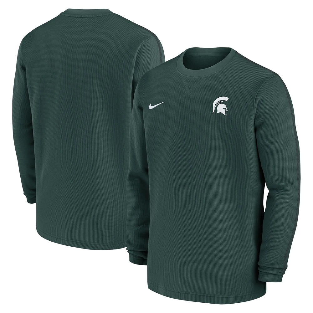 Haut à manches longues Nike Michigan State Spartans 2024 Sideline Coaches pour homme, vert