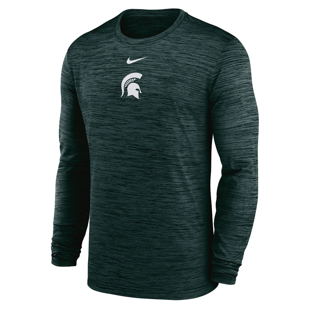 Men's Nike Green Michigan State Spartans 2025 Sideline Velocity Performance Long Sleeve T-Shirt