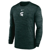 Men's Nike Green Michigan State Spartans 2025 Sideline Velocity Performance Long Sleeve T-Shirt