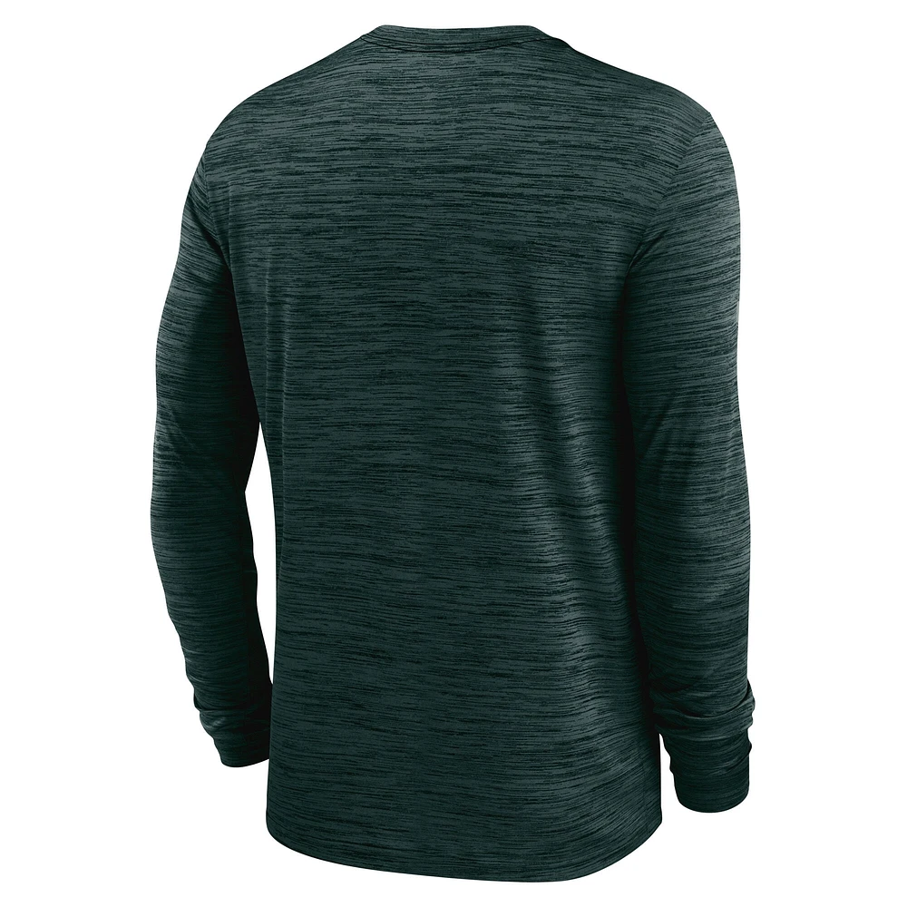 Men's Nike Green Michigan State Spartans 2025 Sideline Velocity Performance Long Sleeve T-Shirt