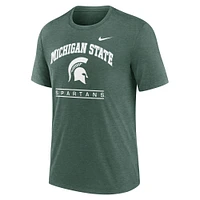 Men's Nike Green Michigan State Spartans Arch Over Logo Tri-Blend T-Shirt