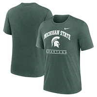 Men's Nike Green Michigan State Spartans Arch Over Logo Tri-Blend T-Shirt