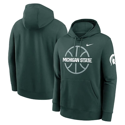 Men's Nike Green Michigan State Spartans Basketball Icon Club Fleece Pullover Hoodie