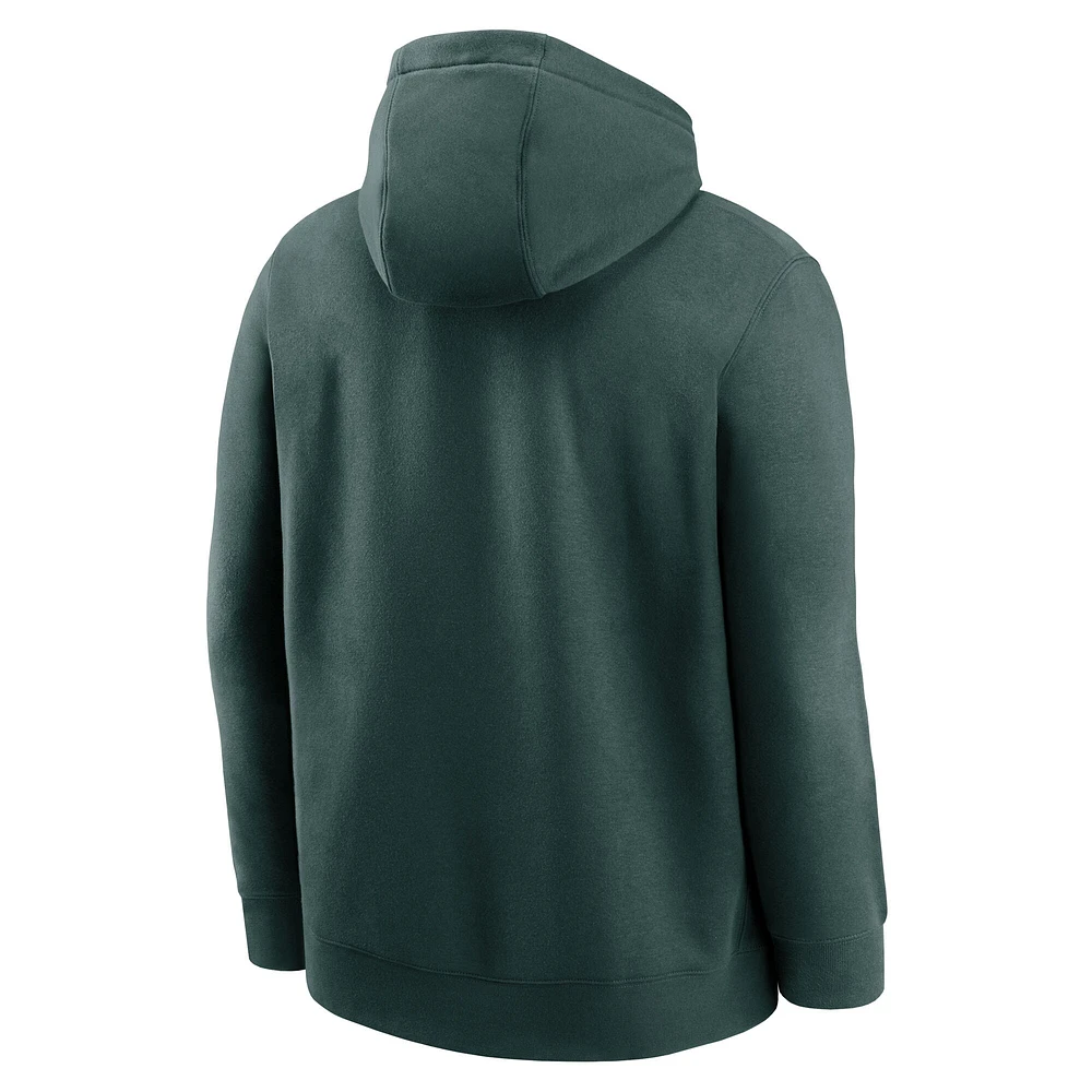 Men's Nike Green Michigan State Spartans Basketball Stack Club Fleece Pullover