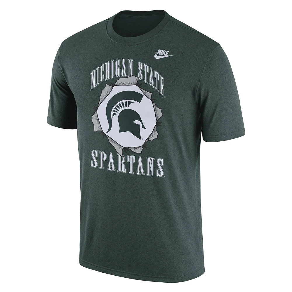 T-shirt pour homme Nike Michigan State Spartans Campus Back to School vert