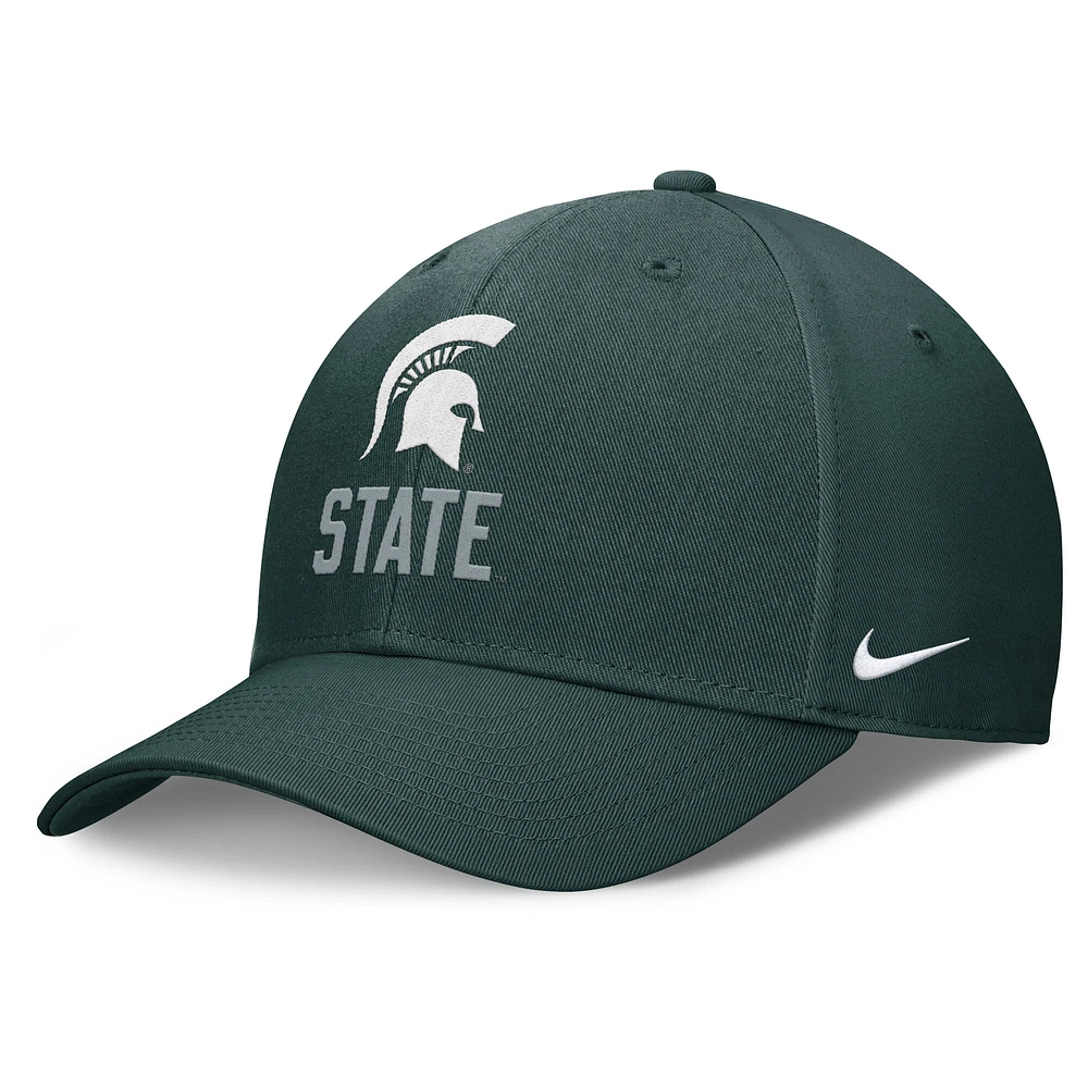 Casquette ajustable Nike Michigan State Spartans Campus Club verte pour homme