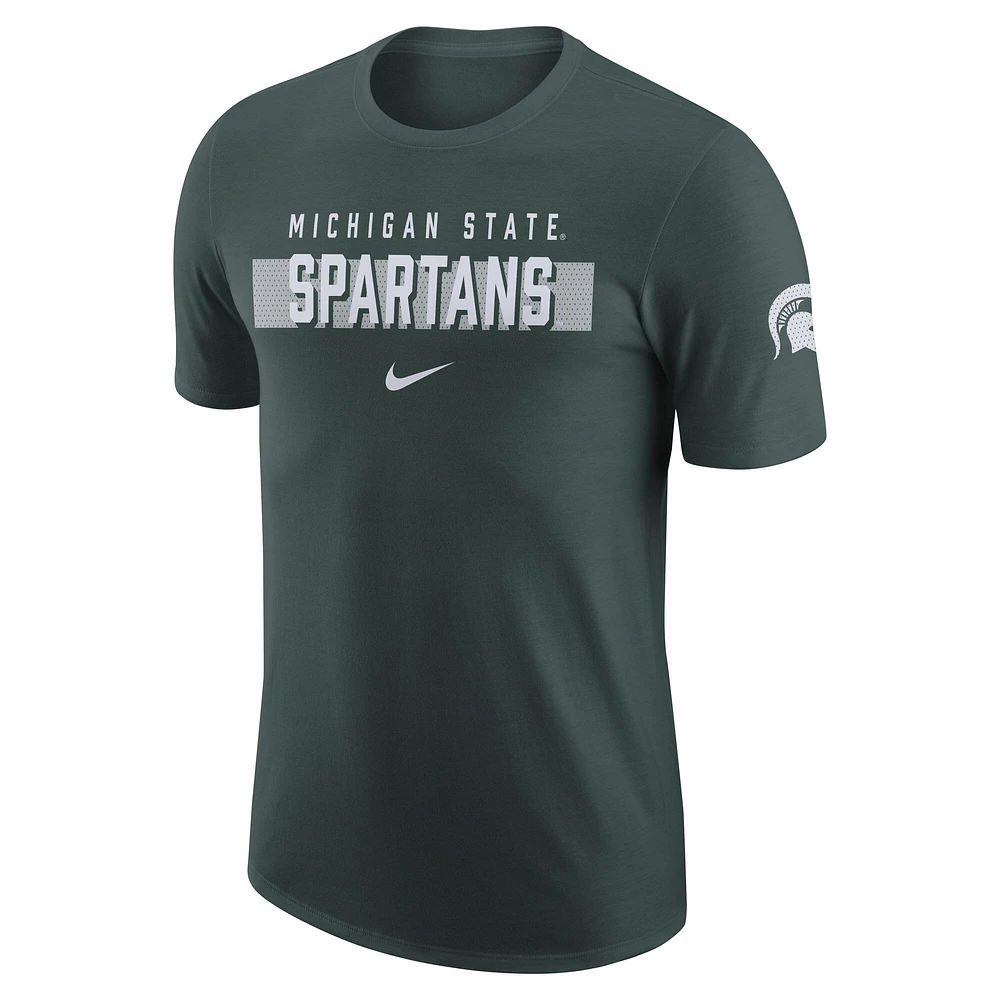 T-shirt pour homme Nike Michigan State Spartans Campus Gametime vert