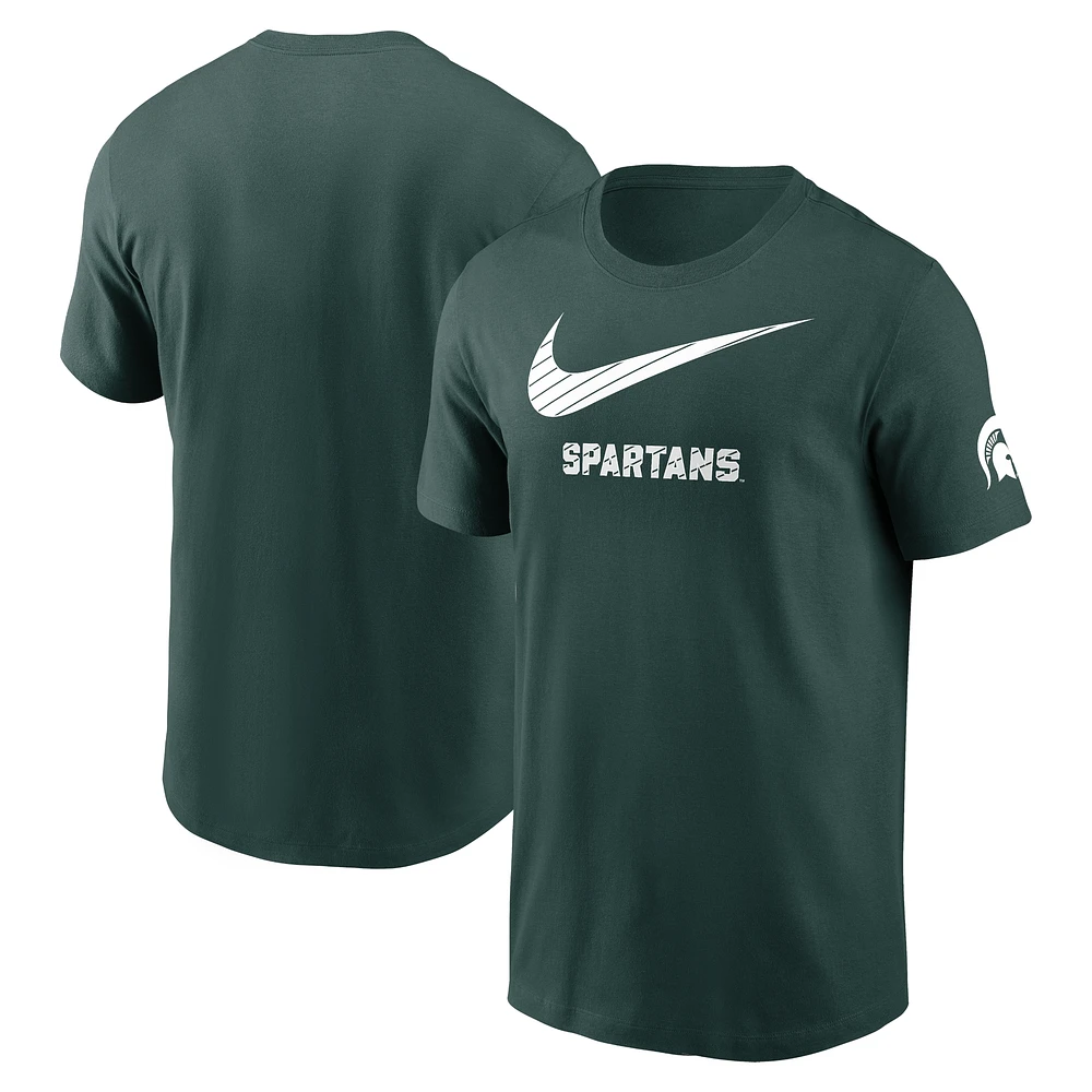 T-shirt vert Nike pour homme avec mascotte du campus des Spartans de l'État Michigan