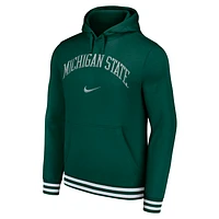 Men's Nike Green Michigan State Spartans Distressed Sketch Retro Fitted Pullover Hoodie