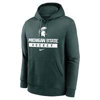 Men's Nike Green Michigan State Spartans Hockey Stack Fleece Pullover Hoodie