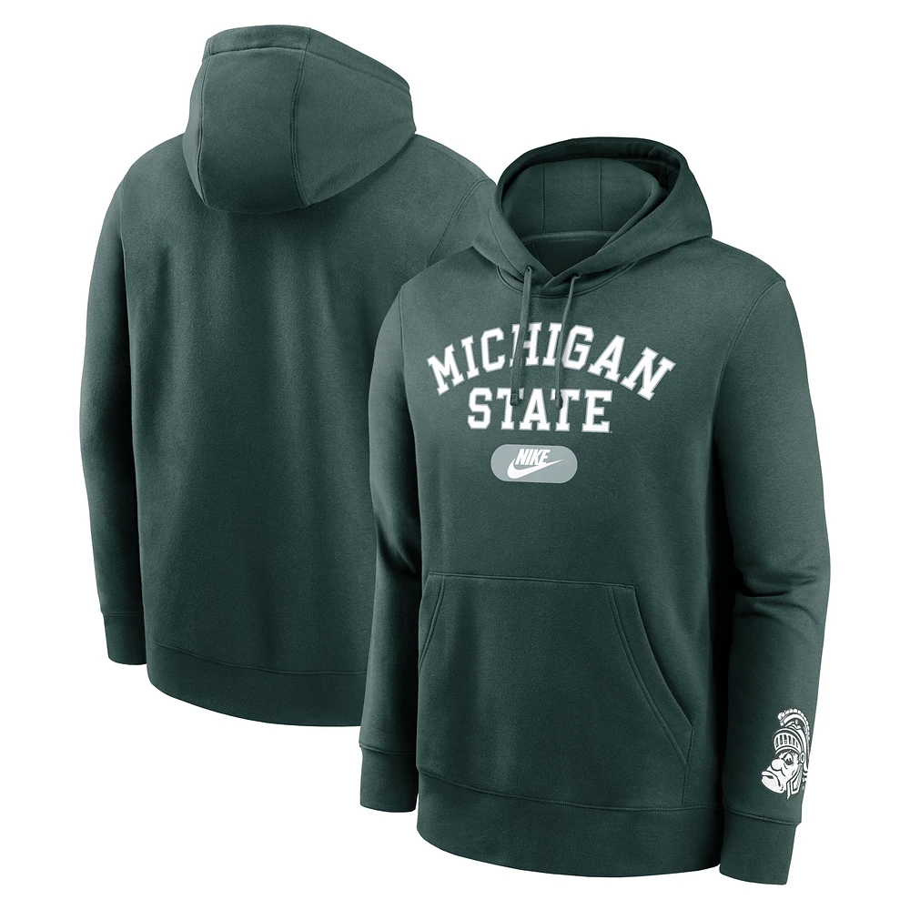 Sweat à capuche Nike Michigan State Spartans Legacy Foundational Two-Hit Club Performance pour homme, vert